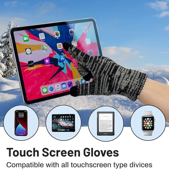 Women’s Fleece Lined Warm Winter Beanie Hat, Scarf & Touchscreen Gloves Set - Picture 6 of 6